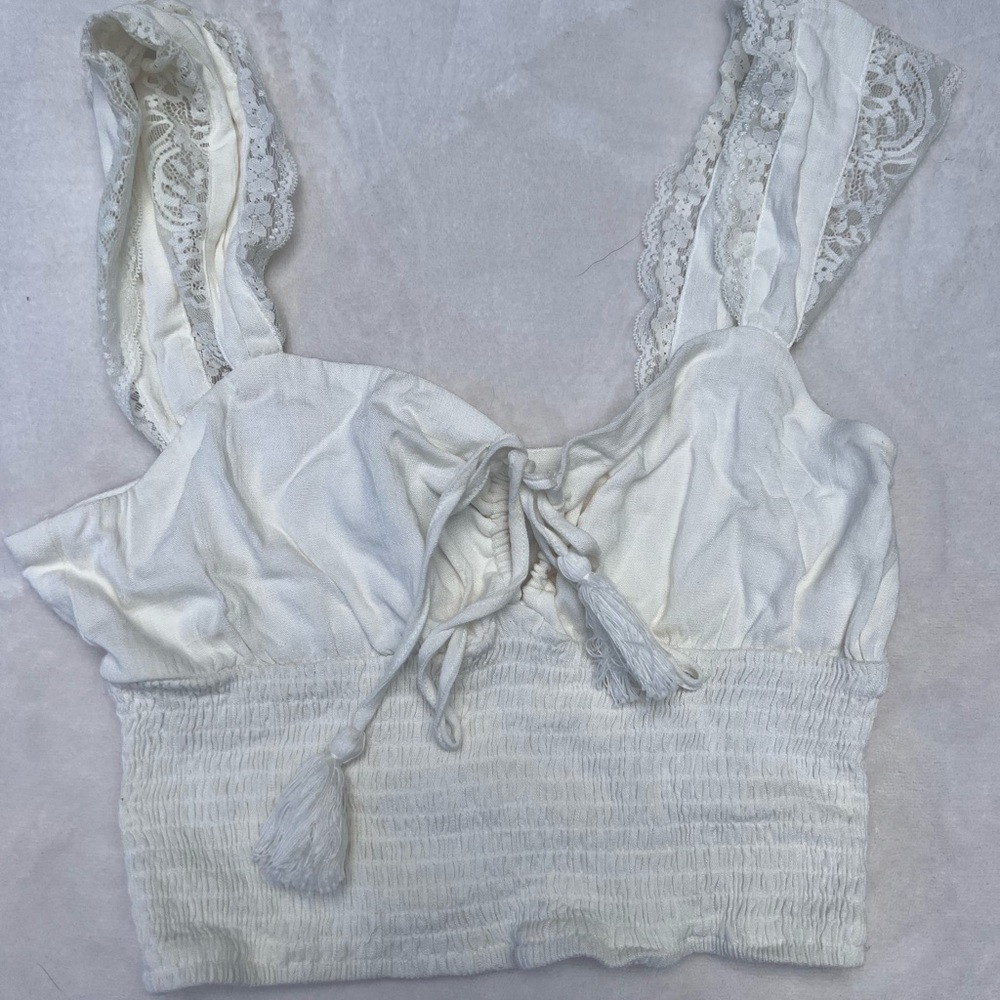 Forever 21 White Lace Detail Top